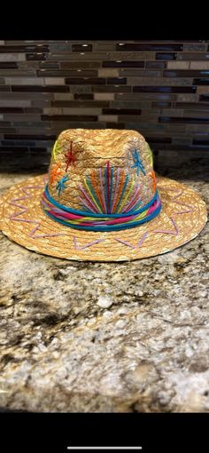 Customized sun hat to complete your beach side vacation, outfit, or wear out running errands. All hats are 100% customized! Fun Fedora Straw Hat For Beach, Fun Fedora Sun Hat For Vacation, Multicolor Toquilla Straw Hat For Vacation, Multicolor Toquilla Straw Hat For Beach, Fun Fedora Sun Hat For The Beach, Fun Summer Fedora Straw Hat, Fun Summer Festival Straw Hat, Embroidered Straw Hat For Beach With Short Brim, Beach Sun Hat With Embroidered Short Brim