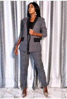 Be sure to stand out in this classy-unique and stylish suit set Its made with 100% African wax cotton, It has zipper at the pants for easy wear. It can be worn to the office and formal occasions. This outfit will make you appear elegant giving you a simplistic look! This piece is made with love in Nigeria Custom measurements are welcomed (preferred) but its absolutely fine if you don't have your measurements, We can guide You using Our size chart. This piece can be made in other prints, kindly c Fitted Matching Set For Workwear, Elegant Workwear Pantsuit With Matching Set, Fall Workwear Matching Set, Fall Office Wear Sets, Elegant Matching Pant Set For Workwear, Chic Matching Pant Set For Workwear, Office Sets With Straight Pants, Matching Set With Straight Pants, Ankara Blazers For Women