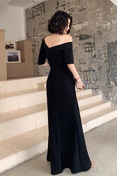 Black Evening Dress Black, Black Formal Dress, Long Evening Dress, Black Dress Formal, Long Sleeve Gown, Black Formal, Black Evening Dresses, Black Prom Dresses, Dress Prom