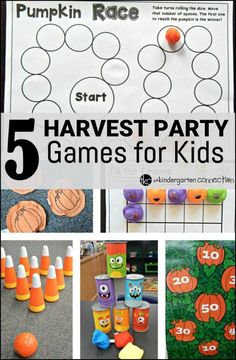 five games for kids to play with pumpkins and other things that are on the table