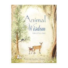 an animal book cover with two deers in the woods