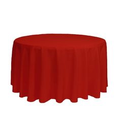 a red round tablecloth on a white background