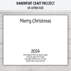 a christmas card with the words handprint craft project us letter size merry christmas 2014