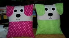 two pillows that have been made to look like dogs