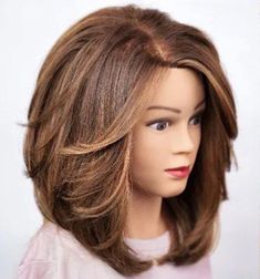 Trending Mid Length Hairstyles, Hair Styles For Blazer Outfit, Medium Lob With Layers, Modern Hairstyles Medium Length, Medium Layered Hair With Curtain Bangs Brunette, Med Layered Hairstyles, Lots Of Layers Medium Hair Round Faces, Med Haircuts For Women Medium Layered, Short Butterfly Haircut With Curtain Bangs