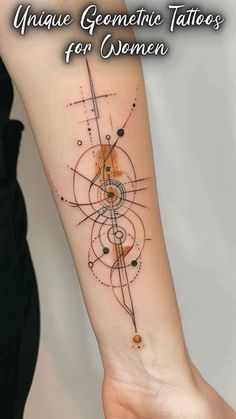 a woman's arm with the words unique geometric tatoos for women on it