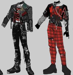 Hyper Punk Fashion, Goth Outfits Men Punk Rock, English Punk Fashion, Punk Outfit Reference, Punk Band Outfits, Rock Male Outfit, Red Gothic Aesthetic Outfit, Alt Goth Outfits Male, Punk Outfit Board