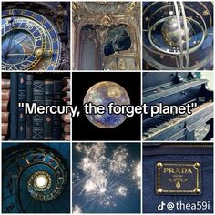 there are many different pictures with the words mercuy, the forgetr planet