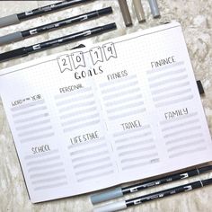 Journal Goals Page, Bullet Journal Goals Layout, Bullet Journal Goals, Bullet Journal Yearly Spread, Bullet Journal Goals Page, Planner Making, Journal Goals, How To Bullet Journal