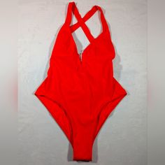 Nwt Zara Orange One Piece Swimsuit Crossing Back Straps & Low Back Us Size Small * Removable Padding * 75% Polyamide & 25% Elastane * Wide Straps * Low Cut Back * Front V-Cut Has Boning To Maintain It's Shape Condition: New With Tags, With No Stains, Snags Or Tares. Measurements: Size Small, See Photos For More Detailed Measurements Style Profile: Designer, Beach, Pool, Party, Boating, Vacation, Resortwear, Travel, Check Out Our Other Listings And Bundle To Save! Offers Welcome!! Fast Shipping S Red Lined Swimwear For Summer, Zara Summer Swimwear For Pool, Red Halter Neck Bodysuit For Vacation, Lined Red Swimwear For Beach Season, Zara One-piece Swimwear For Pool, Zara Stretch Swimwear For Pool, Red Lined Swimwear For Beach Season, Red One-piece Swimwear For Sunbathing, Zara Summer Swimming Bodysuit