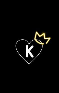 a heart with a crown on it and the letter k in the shape of a heart