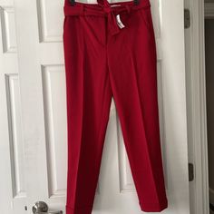 Women’s Loft New With Tags Dress Pants, Red Straight Leg, Size 2 Elegant Red Dress Pants For Spring, Casual Red Dress Pants For Spring, Red Office Trousers, Red Summer Office Pants, Chic Red Bottoms For Business Casual, Casual Red Dress Pants For Work, Chic Red Dress Pants For Spring, Red Ankle-length Pants For Business Casual, Red Dress Pants With Pockets For Spring