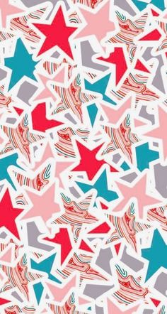 red, white and blue stars on pink background