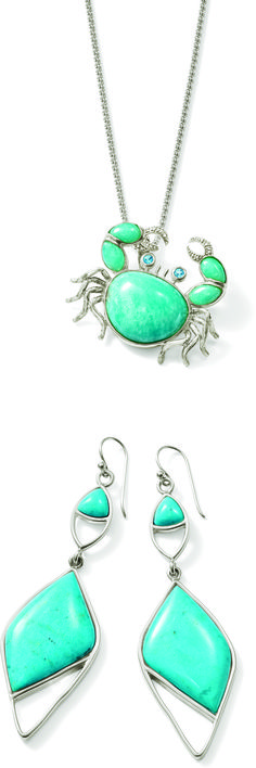 Take a dive under the sea with these cool blue amazonite jewels! These unique pieces are summer statement makers. Item no. 848837, 862150 Under The Sea, Resort Wear