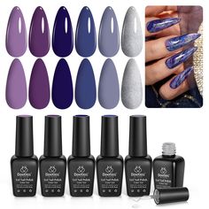 PRICES MAY VARY. 【Beetles Lost Universe Series】: We have brought together the 6 most popular new colors. This "Lost Universe" collection comes in 6 bold colors of light blue, navy blue, purple, and shimmering silver, making it mysterious, romantic, and stylish. A fusion of blue and purple aesthetic shades for a charming look, perfect for winter! 【Long-Lasting Shine】Beetles gel nail polish set lasts for 28+ days with perfect shine under proper application - With base gel top coat under the full a Gift Nail Art, Silver Glitter Nail Polish, Aesthetic Shades, Silver Glitter Nails, Glitter Manicure, Blue Nail Polish