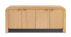 the sideboard is made from wood and has three doors on one side, with two drawers