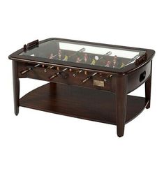 (eBay) Suitable for any living space. Cool Living Room, Game Wood, Foosball Tables, Office Waiting Rooms, Coffee Table Brown, Game Room Family, Foosball Table, Solid Coffee Table, Coffee Games