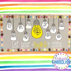 a card with light bulbs hanging from it's sides and the words let your light shine