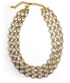 This stunning 3-row gold crystal necklace is the perfect statement piece for any occasion. The necklace features three rows of clear crystals that are beautifully arranged in a graduated pattern. The crystals are set in a gold tone metal that gives the necklace a luxurious look. The necklace is finished with a lobster claw clasp for secure closure. ﻿Style Number: ﻿9928N3 Gold Crystal Necklace, The Crystals, Gold Crystal, Clear Crystals, Gold Tone Metal, Clear Crystal, Crystal Necklace, Statement Pieces, Gold Tones