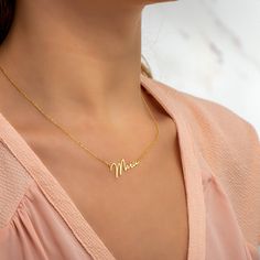 "Name necklace will be handmade with your desired custom name in this dainty font.You will love this dainty custom name necklace.This necklace can be a great gift for a girlfriend family member or for yourself. ❤The material is 925 sterling silver. ❤ ❤ The pendant size is 3 cm-3.5 cm ❤Packing in a beautiful gift box ❤ Our production time is 2-3 working days ❤ Delivery days: * Domestic delivery days: 5-9 working days * Oversea: 8-12 working days ❤ Please be sure your customized content in \"perso Simple Name Necklace With Delicate Chain, Minimalist Rose Gold Name Necklace As Gift For Mom, Minimalist Rose Gold Name Necklace For Mom, Delicate Everyday Name Necklace With Clavicle Chain, Dainty Round Pendant Name Necklace, Minimalist Name Necklace With Round Pendant And Delicate Chain, Delicate Name Necklace With Delicate Chain, Minimalist Name Necklace For Mom, Delicate Pendant Name Necklace