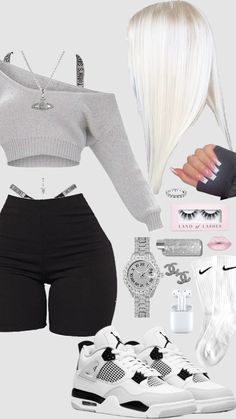 #chav #silver #pandora #blonde #nails #jordans #fit #fitinspo #outfit #outfitinspo #chavgirl #chavvy #chavy #chavv #nike #chanel #vivennewestwood #victoriassecret #baddie #comfy Neue Outfits, Trendy Summer Outfits, Classy Casual Outfits