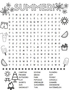 a printable summer word search for kids