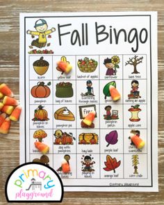 a printable fall bingo game with candy