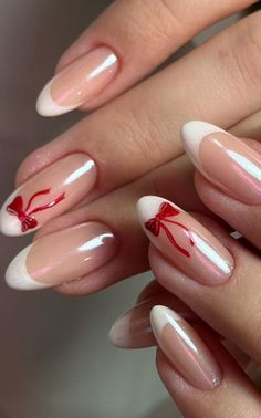 Get inspired by 30+ adorable bow nail designs, from cute 3D bow nails to short and sweet styles in pink, red, white, gold, and black. This also includes coquette nails, ribbon nails, short bow nails, french tip bow nails, bow nail art. (📷 hono_nails IG) Cute Nail Inspo Colorful, French Tip Nails On Short Nails, Nail Designs Small Nails, Non Acrylic Nail Designs, Red And Pink Nails French, Nail Ideas For Boyfriend, French With Bow Nails, Bow Fall Nails, Yellow Bow Nails