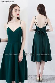 10% off now|Free shipping world-wide. Simple Chic Dark Green Homecoming Dress V-neck with Straps at GemGrace. Click to learn our pro custom-made service for wedding dress, formal dress. View #PromDresses for more ideas. Green A-line V-neck Evening Dress, Green V-neck Bridesmaid Dress, Green V-neck Evening Dress, Formal Green A-line V-neck Dress, Green V-neck Midi Bridesmaid Dress, Green V-neck Mini Dress For Prom, Green V-neck Mini Dress For Wedding, Dress Bow Back, Green Homecoming Dress