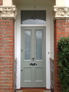 the front door is painted pale blue