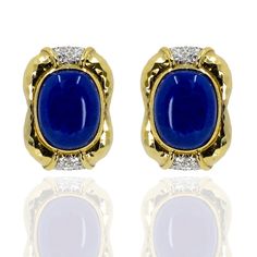 18k Earrings with 2 Lapis Cabochons and 20 round diamonds weighing approximately 1.50 carats. 24.24 grams Lapis Earrings, Sarasota Fl, Tiffany And Co, Sarasota, Round Diamonds, Etsy Earrings, No Response, Diamonds, Etsy Uk