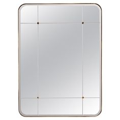 a large square mirror with brass frame