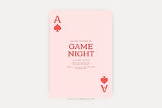 a card with the words game night on it