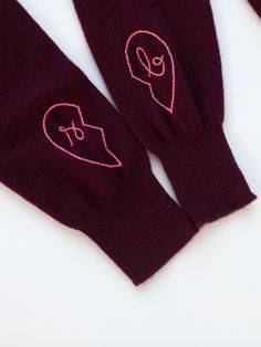 Customize your Best Friend Sweater with a half heart and your bff's initials! 100% Sustainably Sourced Cashmere. Hand-stitched in NYC. All Lingua Franca pieces are hand embroidered once your order is placed. Please allow 2-to-3 weeks for embroidery, plus shipping time (1-5 days). Interested in customizing your sweater? Email us! Because each Lingua Franca piece is truly one of a kind, all sales are final and we are unable to accept returns/exchanges. We are more than happy to cancel an order wit Sweaters Crewneck, Winter Glove, Custom Items, Hand Stitching, Sweater Cardigan, Hand Embroidered, Cashmere, Best Friends, Initials