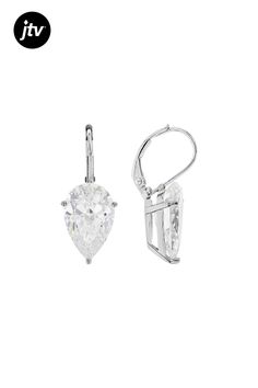 Bella Luce �� white diamond simulant 12.96ctw pear, rhodium over sterling silver earrings. Measure approximately 1"L x 0.38"W and have leverback backings. The diamond equivalent weight is 8.50ctw. White Diamond-cut Teardrop Earrings, White Diamond Cut Teardrop Earrings, White Diamond-accented Teardrop Earrings, White Diamond Accented Pear-shaped Teardrop Earrings, White Pear-shaped Teardrop Earrings With Diamond Accents, White Gold Pear-shaped Teardrop Earrings With Cubic Zirconia, White Pear-shaped Diamond Earrings In Sterling Silver, White Cubic Zirconia Teardrop Earrings In Fine Jewelry Style, Silver Pear-shaped Brilliant Cut Teardrop Earrings