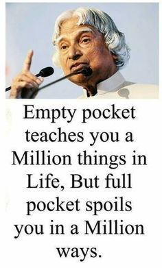 an old man giving a speech with the caption empty pocket teaches you a million things in life but full pocket spoils you in a million ways