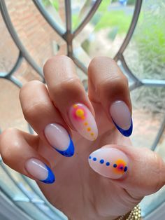 #nailinstagram Simple Nail Designs Ring Finger, Cute Summer Nails With Designs, Trending Gel X Nails, Cute Nail Inspo 2024, Oval Nail Ideas Summer, Cute Gel X Nails Almond, Nail Ideas That Match Everything, Vacation Nails For Mexico, Cute But Easy Nails