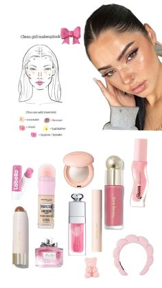 makeup coquette et clean girl 🩷🤍 Makeup Inspo Coquette, Soft Makeup Routine, Makeup 12 Old, Clean Latina Makeup, Soft Coquette Makeup, Vanilla Girl Makeup Products, Clean Girl Wishlist, Croquette Makeup, Maquillaje Clean Girl