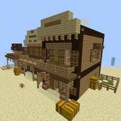 an old house in the middle of a desert with lots of wood and bricks on it