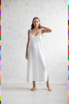 Light Linen Dress. African Dress. White Linen Dress. Minimal - Etsy Dress Minimal, Vegan Dressing, White Linen Dress, White Linen Dresses, Dress African, Blue Striped Dress, Dress Simple, Linen Pants Women, Fine Linen