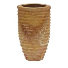 a tall wooden vase sitting on top of a white background