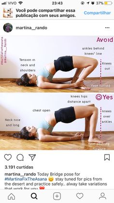 a woman is doing yoga poses on her stomach and back, with the caption above it