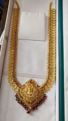 Kasulu Haram Gold, Kasulu Haram Design, Gold Kasula Haram Designs, Choker And Long Haram Set Gold, Laxmi Kasula Haram Latest, Long Chain Gold Designs, Kasulaperu Designs Gold, Laxmi Kasula Haram, Lakshmi Kasulaperu Jewellery