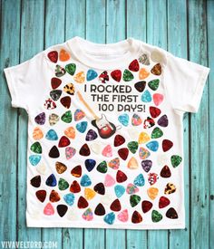 a t - shirt with hearts on it that says i rocked the first 100 days