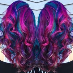 Pink And Teal Hair, Peacock Hair Color, Blue Mermaid Hair, Fuchsia Hair, Teal Hair