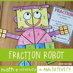 the fraction addition robot is made with colored paper