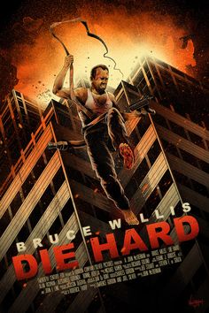 the movie poster for die hard starring bruce willis, who is holding an arrow in his hand