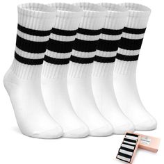 PRICES MAY VARY. One Size: Fits women's shoe sizes 5-9, men's shoe sizes 7-9. These retro tall socks are free size. It is stretchy enough for the foot width of both men and women. Breathable Cotton Crew Socks: The Striped tube socks are made of high-quality cotton, which is soft and breathable. Women's crew socks have good elasticity and are easy to put on and take off. These mid calf socks are hand-sewn with seamless and comfortable toes, making you feel comfortable all day. Versatile Active Li Mid Calf Socks, Striped Tube Socks, Tall Socks, Women Crew Socks, Sporty Casual, Socks For Women, Men's Shoe, Striped Socks, Calf Socks