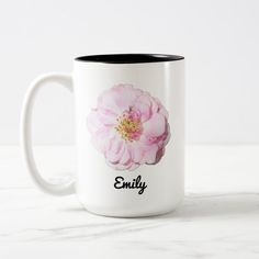 Pink Rose Photo with Custom Name Rose Photo, Rose Photos, Pink Rose, Custom Name, Two Tone, Coffee Mug, Coffee Mugs, Created By, Mug