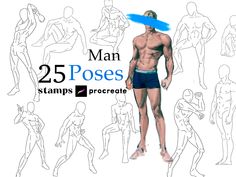 the man is standing in different poses to show his muscles